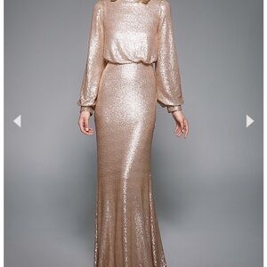 Tadashi Shoji Gold Sequin Mermaid Gown